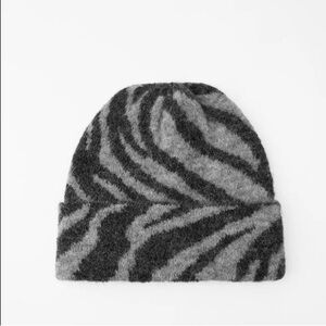 Zara Black and Gray Zebra Pattern Beanie bloggers favorite